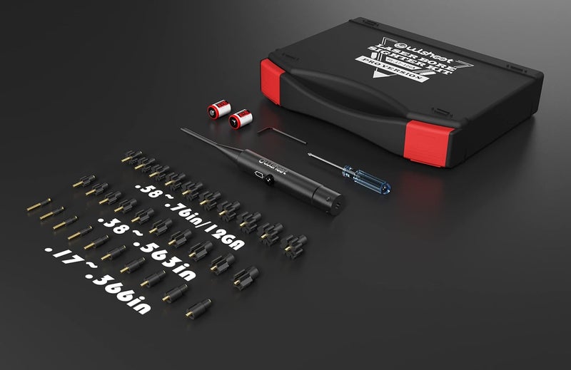 OWLSHOOT Professional Laser Bore Sight Kit Multiple Caliber,Upgraded Green Bore Sighter with 30 Adapters Button Switch Perfectly Choice for.17 to 12GA Rifles Pistols, Provides Powerful Support for Hunting. - Image 2